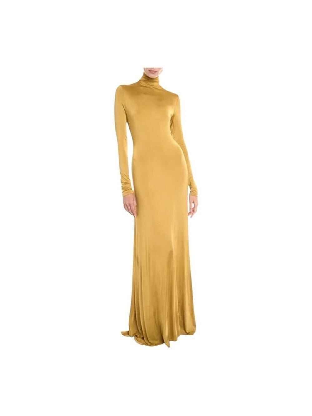 Women's TOVE Gold Long Sleeve Turtleneck Maxi Dress Size 2 (34)